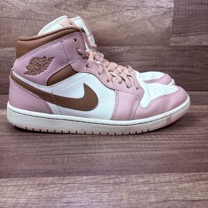 Nike Air Jordan 1 Mid Neopolitan Pink Brown Womens Size 10 BQ6472-620 Sneakers
